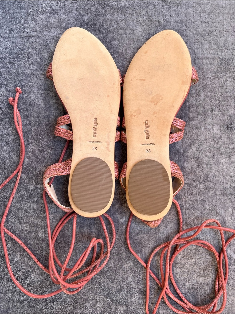 Cult Gaia "Paloma" Braided Lace-Up Flat Sandals Sz 38 US 8 Wraparound Boho Chic - Picture 5 of 11
